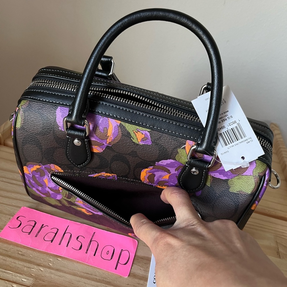 ✅Coach Rowan Satchel In Signature Rose Print - Picture 10 of 12